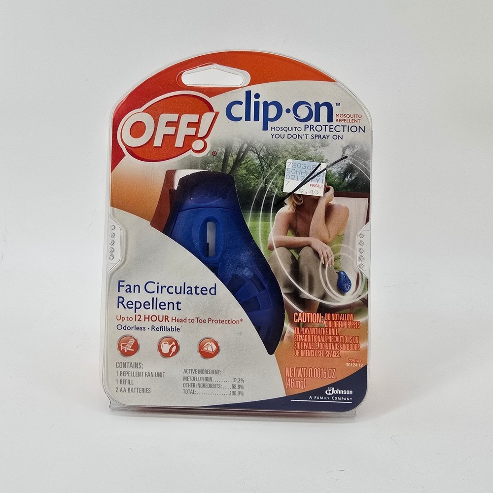 OFF! 2009 Clip-On Mosquito Repellent Blue Fan Circulated Battery Operated